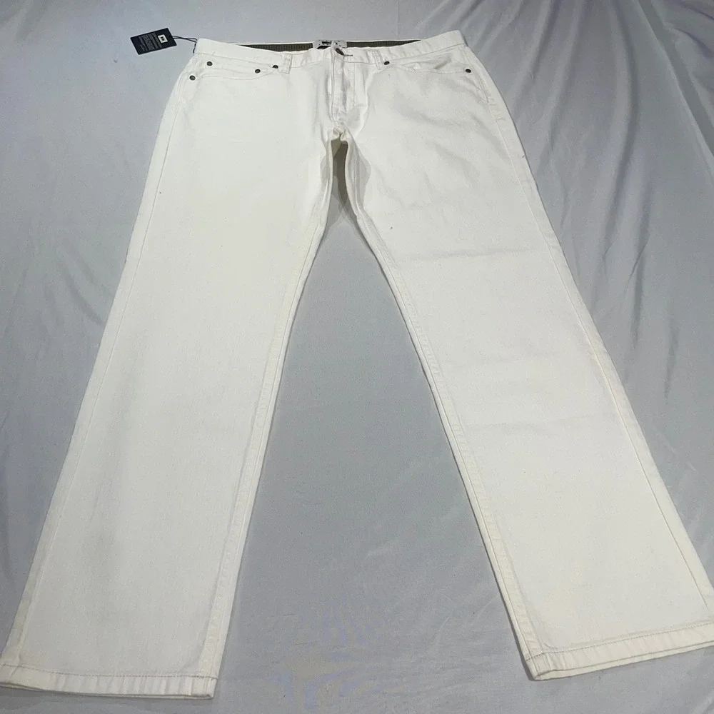 Joseph Abboud Mens White Straight Leg Jeans Stretch Denim 38x32